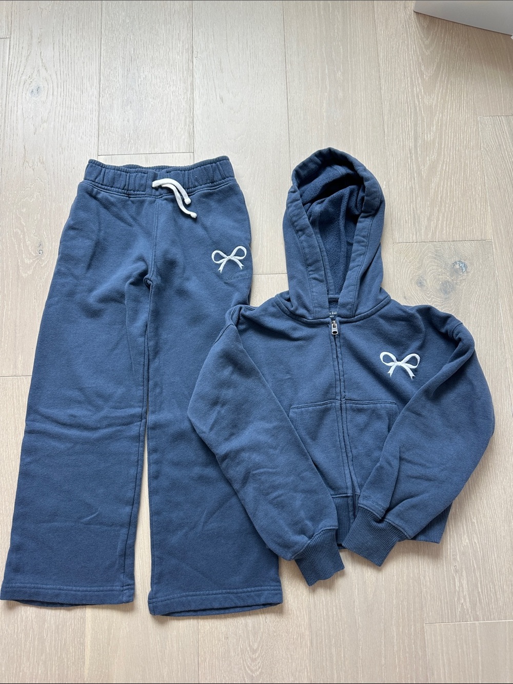 Abercrombie & Fitch Navy Kids Hoodie and Joggers Set with White Bow Accent